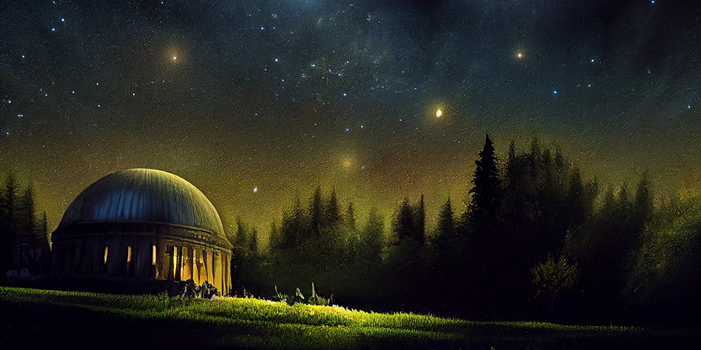 Observatorium unter den Sternen | Bild erstellt mit der Midjourney-KI