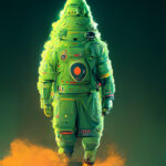 Grüner Raumfahrer | Bild erstellt mit der Midjourney-KI